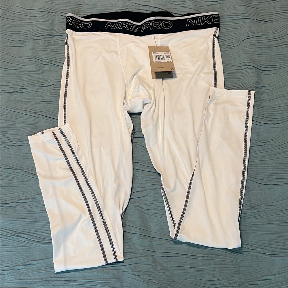 Nike Pro Men's White Compression Tights